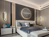 卧室背景护墙板嵌入灯